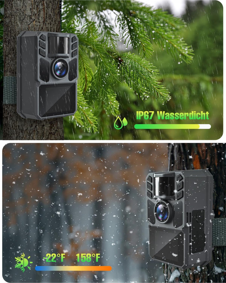 Wildkamera Solar 4K 64MP, Eingebaute 5000mAh Lithium-Batterie, 0.2s Auslöser Bewegungsaktiviert, Wil