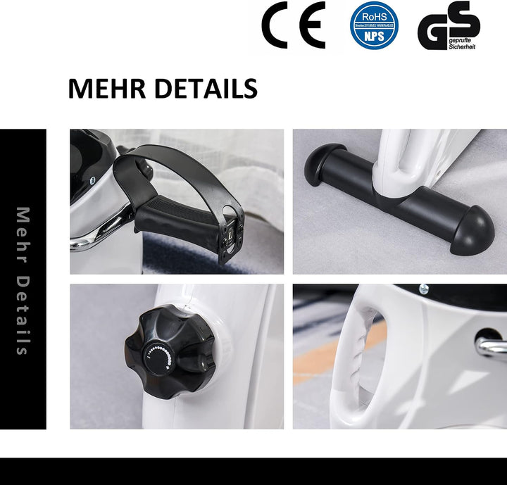HOMCOM Mini Heimtrainer Fitnessbike Pedaltrainer mit LED Display 5 Modelle Arm und Beintrainer Fitne