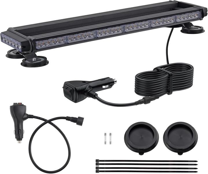 Justech 84 LED Auto Warnbalken Notblitzleuchte Magnetische Warnlicht Doppelschalter 12/24V 27 Blinkm