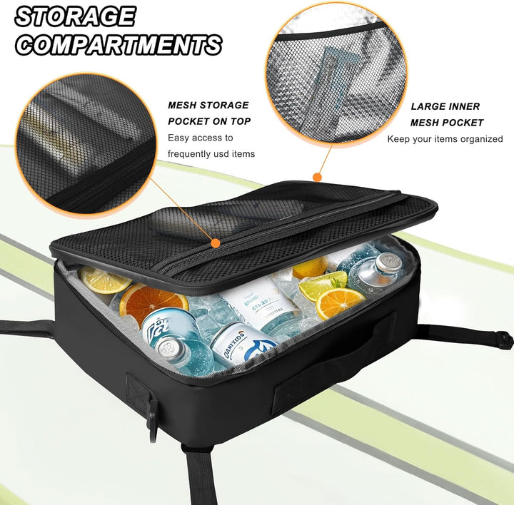 SUP Deck Kühltasche – Decktasche wasserdicht, Seitengriff, Schultergurt, Netztasche oben, Deckzubehö