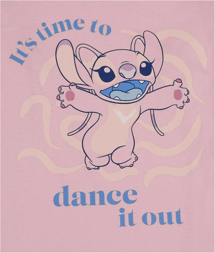 Disney Lilo &amp; Stitch Langarmshirt für Mädchen, Rosa Longsleeve mit Angel Motiv, 100% Baumwolle Kinde