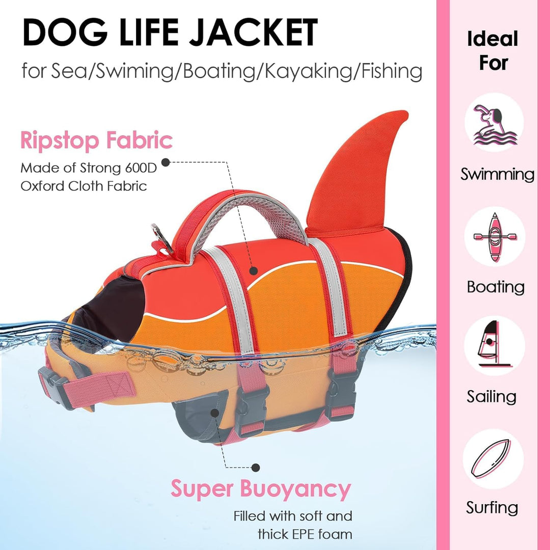 AOFITEE Hunde Schwimmweste Klein Hai Hundeschwimmweste mit Griff, XS Orange XS, Orange XS