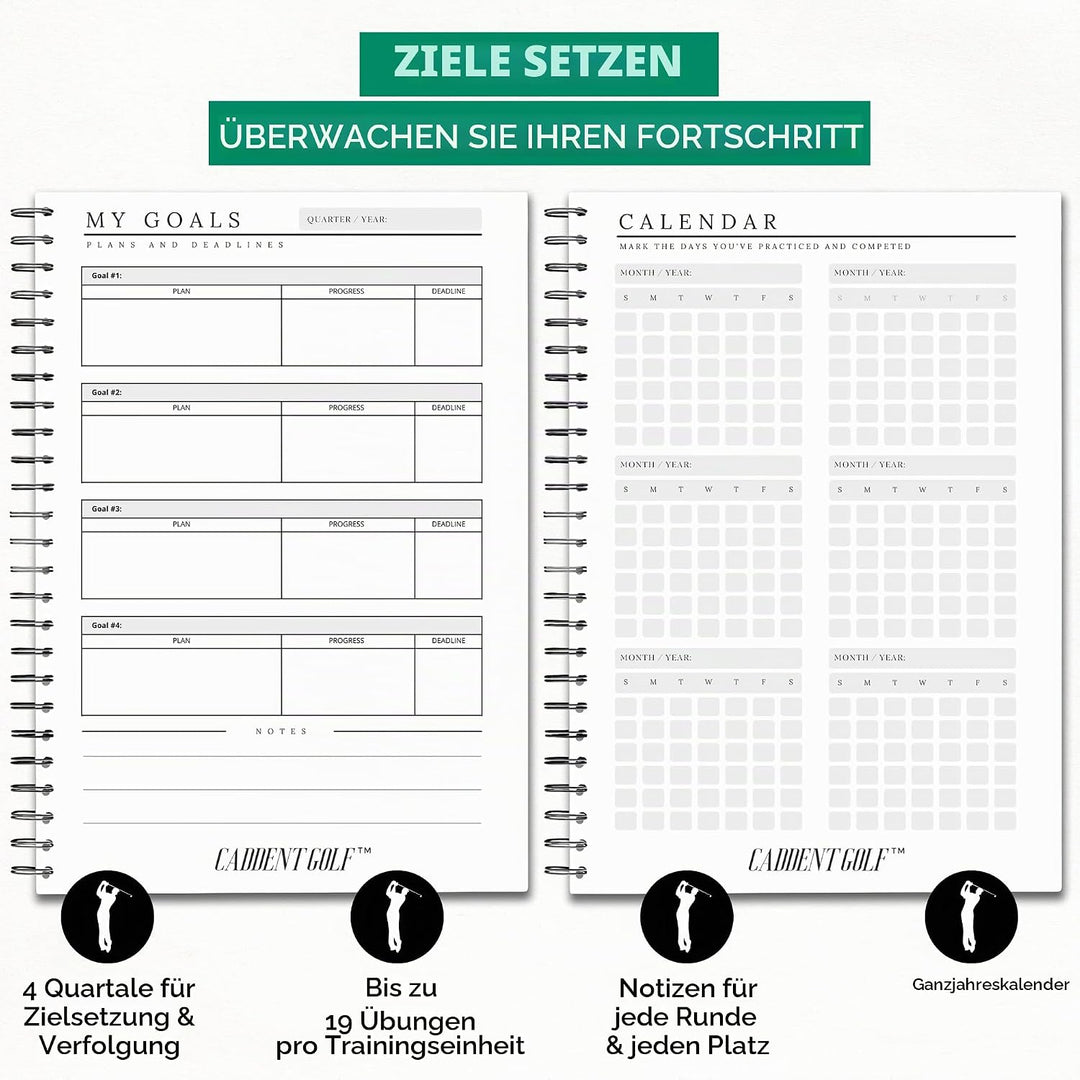 CADDENT GOLF Log Book – Drahtgebundenes Golf-Notizbuch und Golf-Scorecard-Buch – Golf Journal &amp; Logb