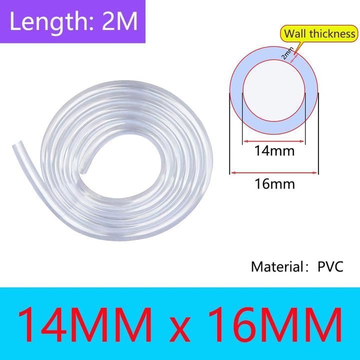 Qrity PVC Schlauch (14mm ID x 16mm OD), Wasserschlauch, Aquariumschlauch, Luftschlauch, Benzinschlau
