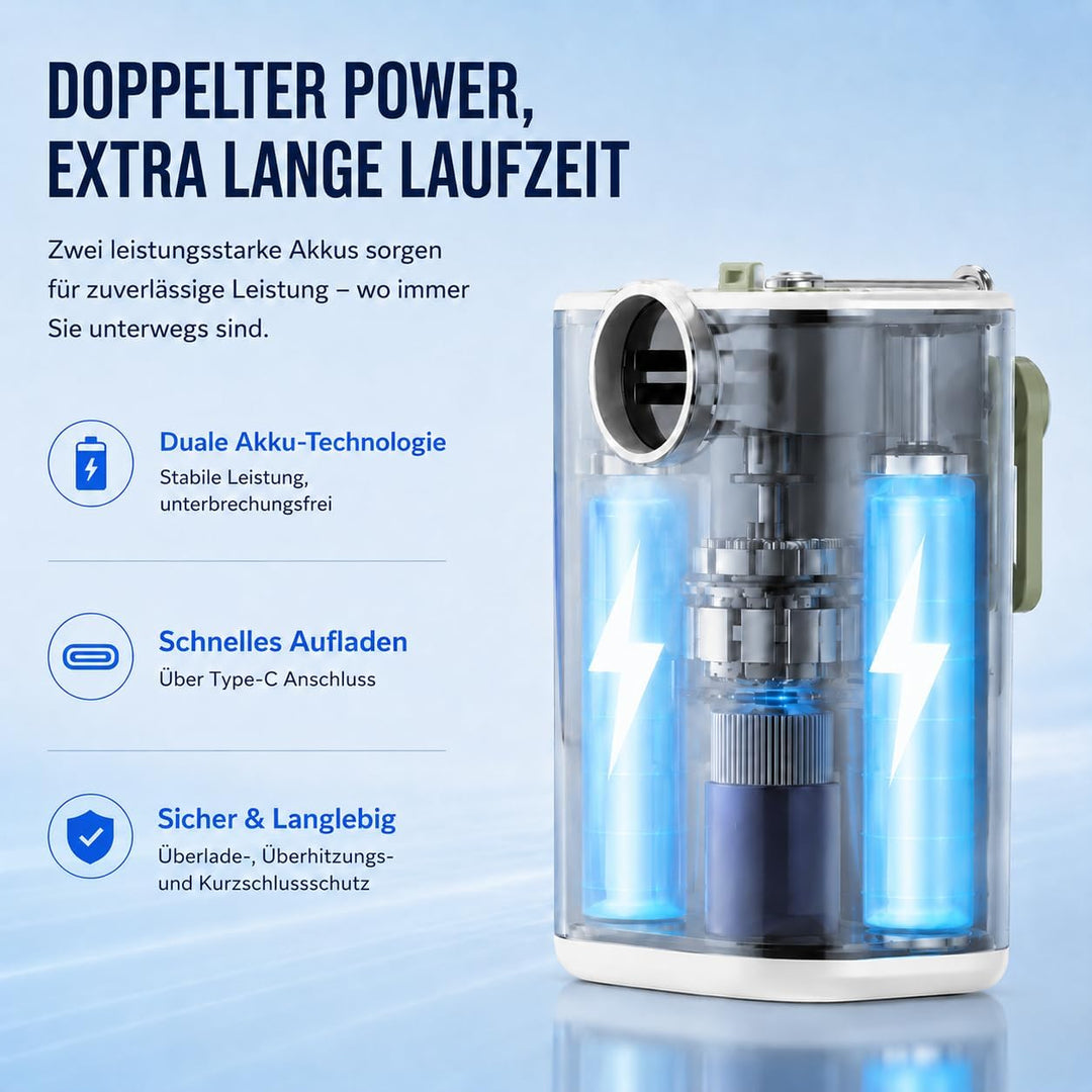Elektrische Luftpumpe Akku Mini 3 in 1 mit 5 Düsen Grün, Grün