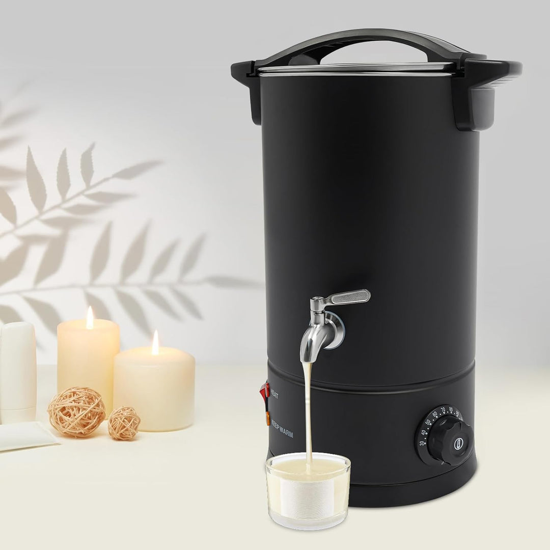CLEADONG Wachsschmelzer 10L Wachsschmelztopf für Kerzen（Schwarz） | aus Edelstahl | 1800 W | 30–110 °