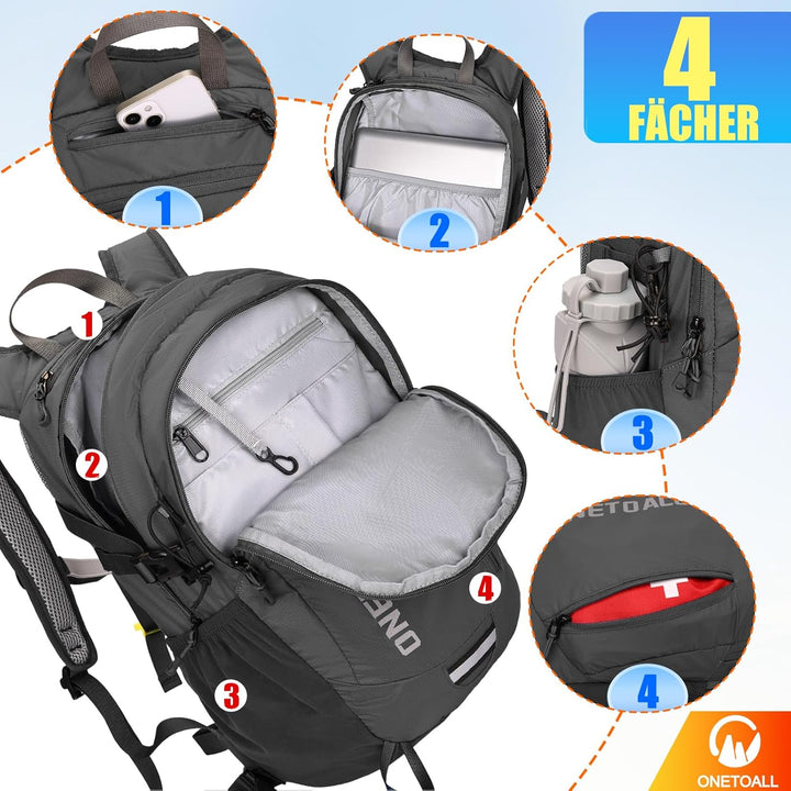 Wanderrucksack Damen, Diebstahlsicherer Tagesrucksack Damen, Wasserdichter Fahrrad Rucksack mit Rück
