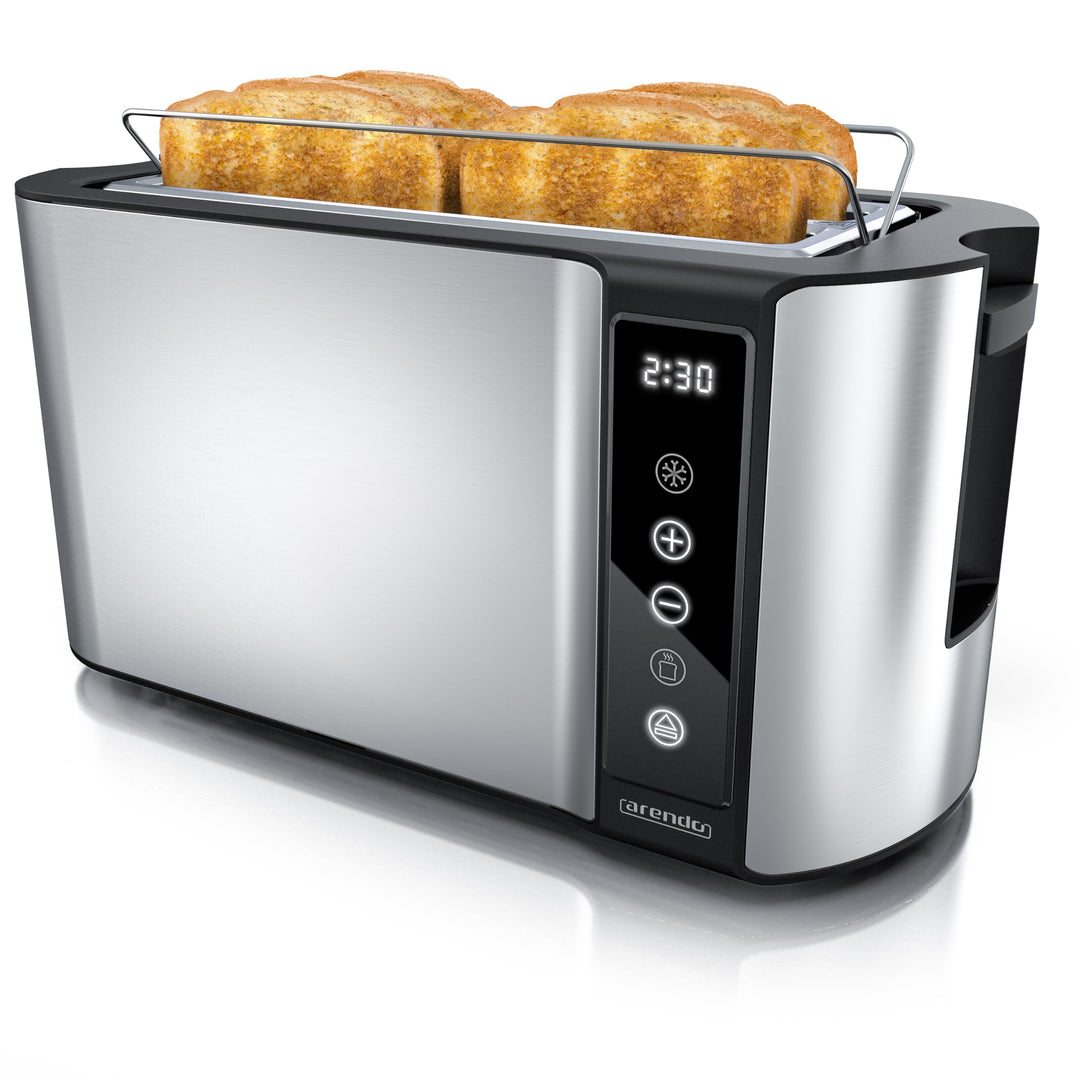 Arendo - Edelstahl Toaster Langschlitz 4 Scheiben - Touchscreen – Doppelwandgehäuse – 1500 W – Integ