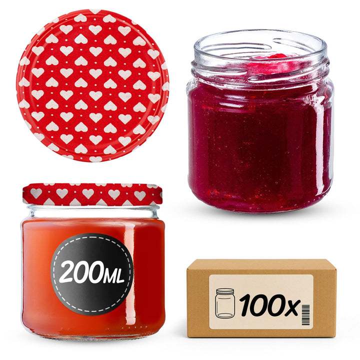 KADAX 100er Set Einmachgläser 200ml TO66, Marmeladengläser Vorratsgläser Mason Jar mit Schraubdeckel