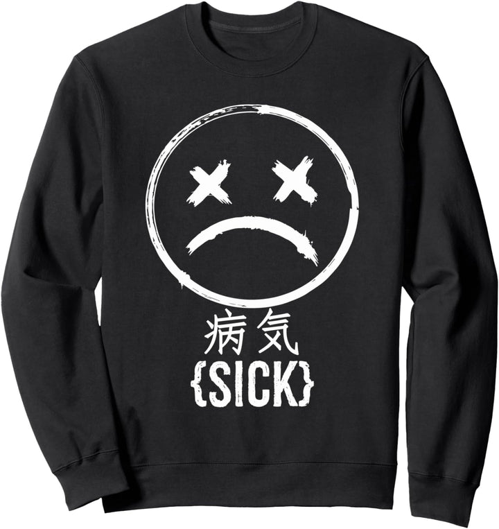Punk Goth krankes Gesicht. Ästhetisches trauriges Gesicht Sweatshirt