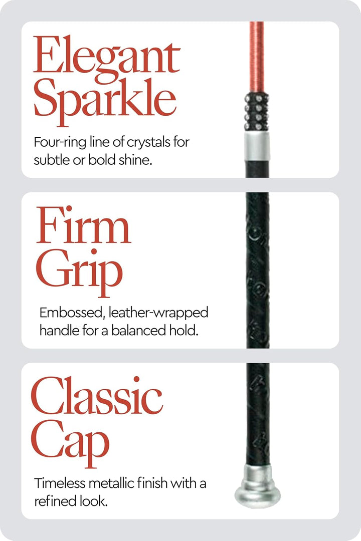 Horze Lightweight Dressage Whip with Bling and Leather Grip Handle Marron(BR) 120, Marron(BR) 120