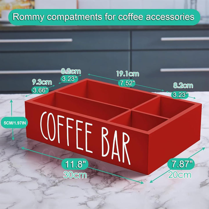 Gewürz-Aufbewahrungsbox mit herausnehmbaren Regalen, Kaffeestations-Organizer für Tee, Tassen und Zu