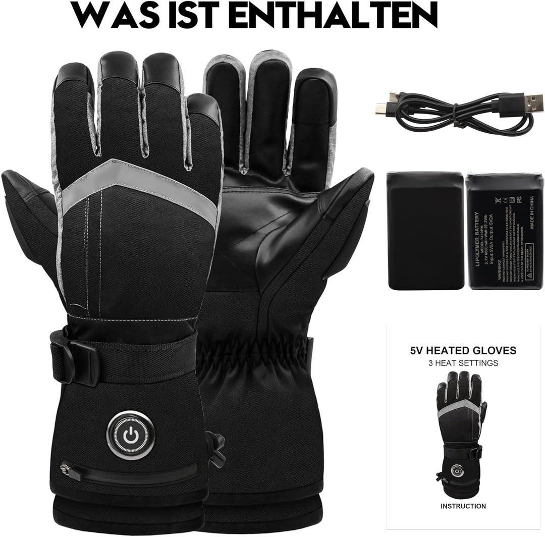 Beheizte Handschuhe für Männer und Frauen, 6000 mAh Akku, wiederaufladbare Handwärmer-Handschuhe mit