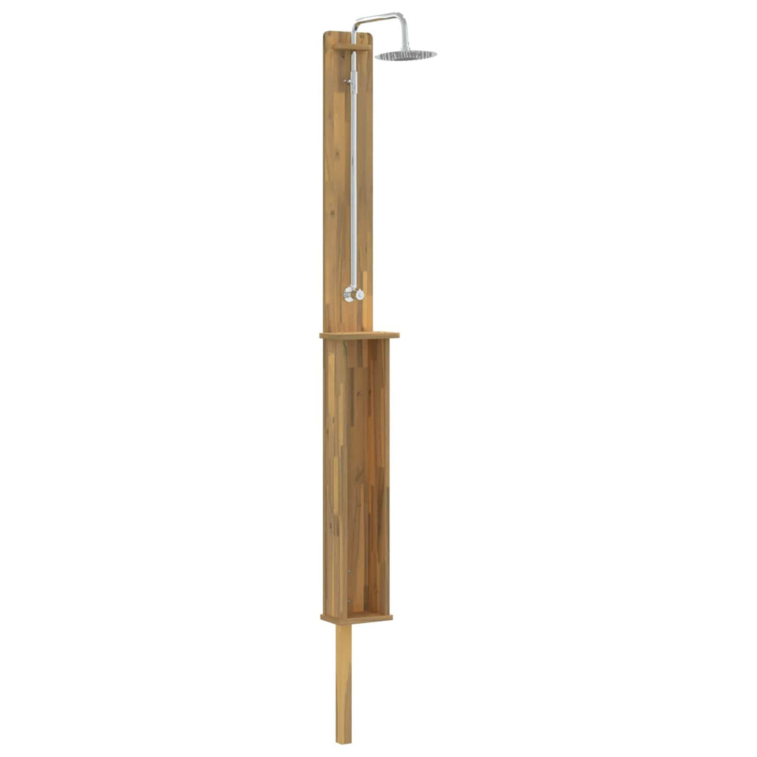 vidaXL Gartendusche 257 cm Massives Akazienholz und Edelstahl Weiss Weiss 24 x 19 x 257 cm, Weiss 24