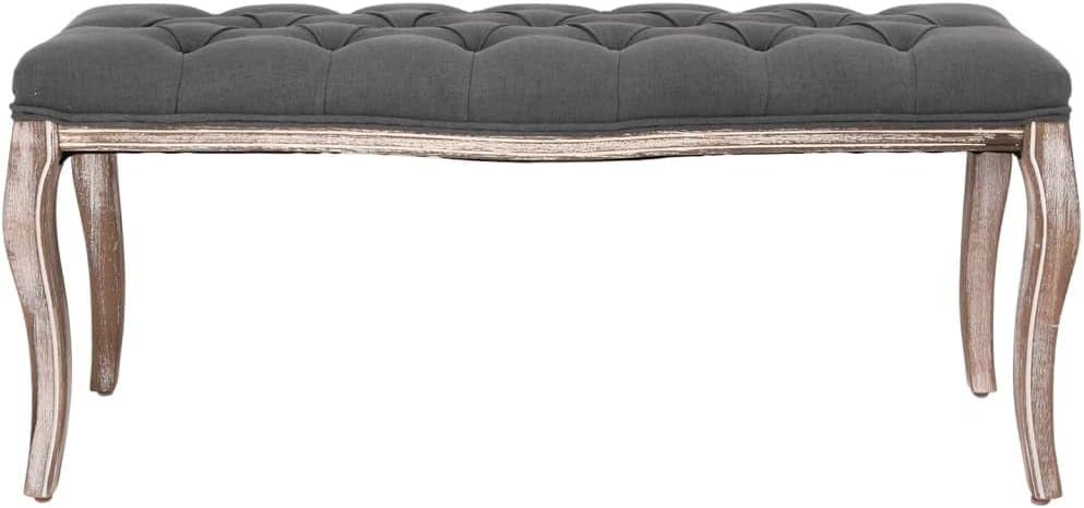 vidaXL Bank Leinen Massivholz 110x38x48 cm Dunkelgrau, Dunkelgrau