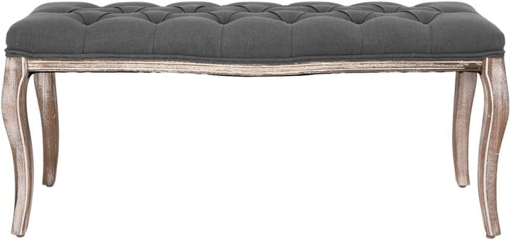 vidaXL Bank Leinen Massivholz 110x38x48 cm Dunkelgrau, Dunkelgrau