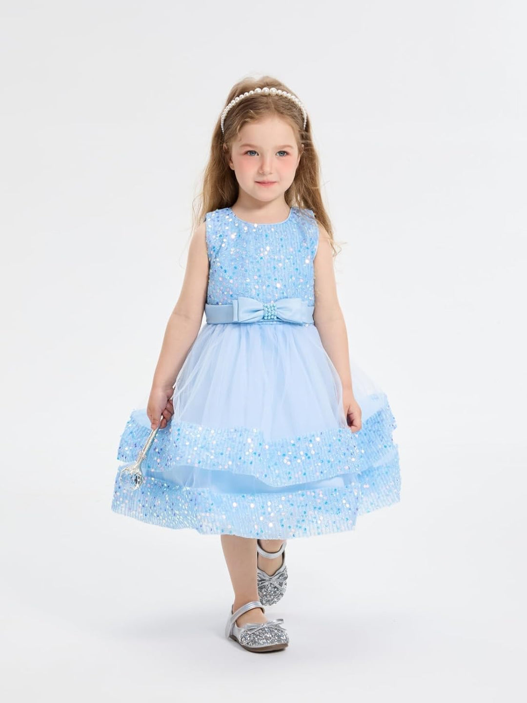 Miipat Baby Mädchen Kleid Prinzessin Tüll Pailletten Partykleid Ärmellos Tutu Blumenmädchenkleider f