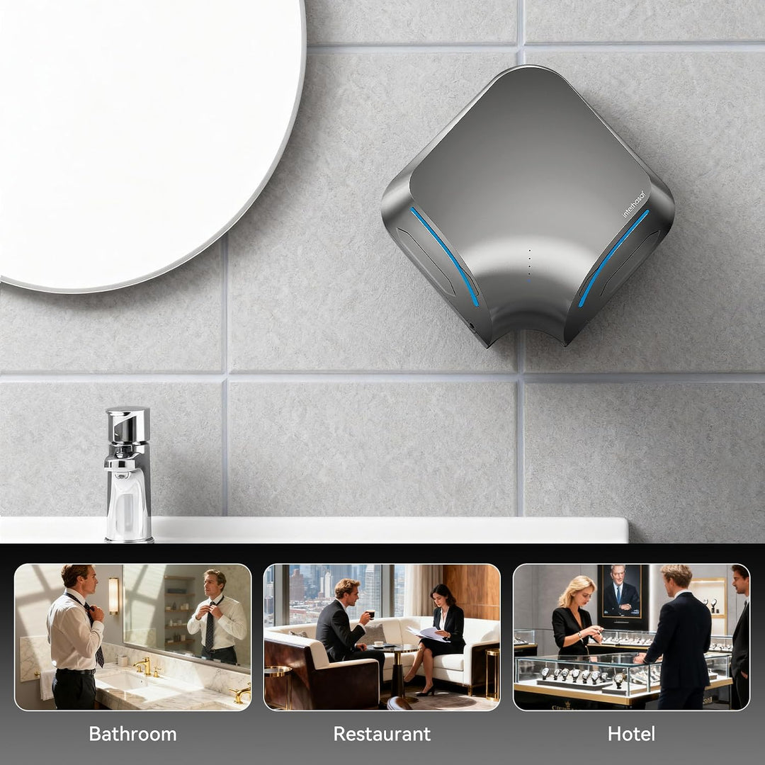 interhasa! Händetrockner automatischer Infrarotsensor handtrockner leise Gewerbe und Haushalt 1400W（