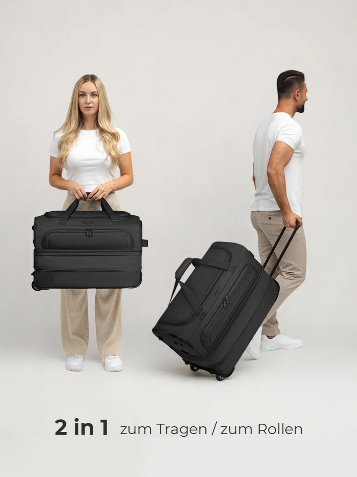 REDOLZ 2-Rollen MEDIUM Trolley-Reisetasche | Volumen mit Dehnfalte erweiterbar von 51 auf 64 Liter |