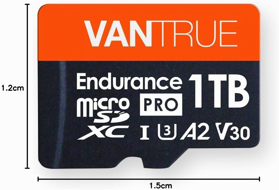VANTRUE 1TB microSD Speicherkarte, UHS-I U3 4K, inkl. Adapter, Kompatibel mit Dashcam, Smartphone, T