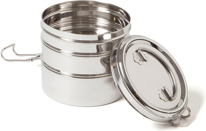 ECO Brotbox | Tiffin Swing | runde Lunchbox aus Edelstahl mit 3 Lagen, auslaufsicher | 1200 ml