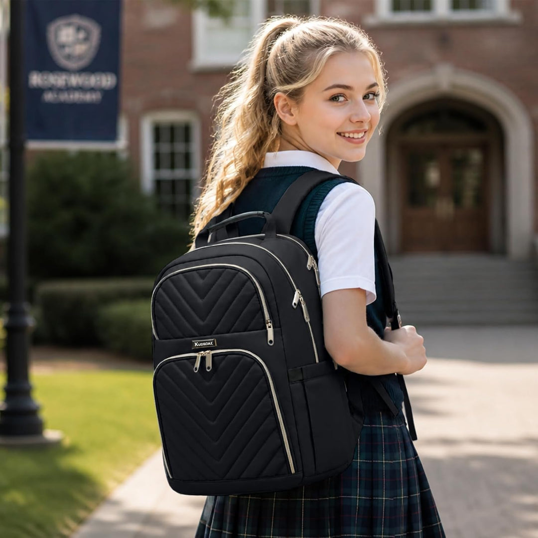 Kuosdaz Rucksack Damen, Schulrucksack Mädchen Teenager mit USB Ladeanschluss, Laptop Rucksack Stylis