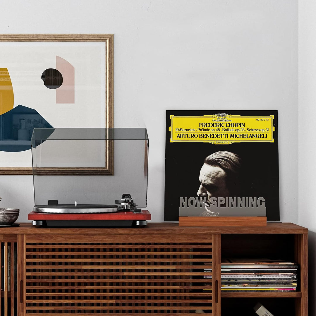 Ammonite Beleuchten Now Spinning Vinyl-Schallplattenständer, Now Playing Plattenständer, hölzerne Ac