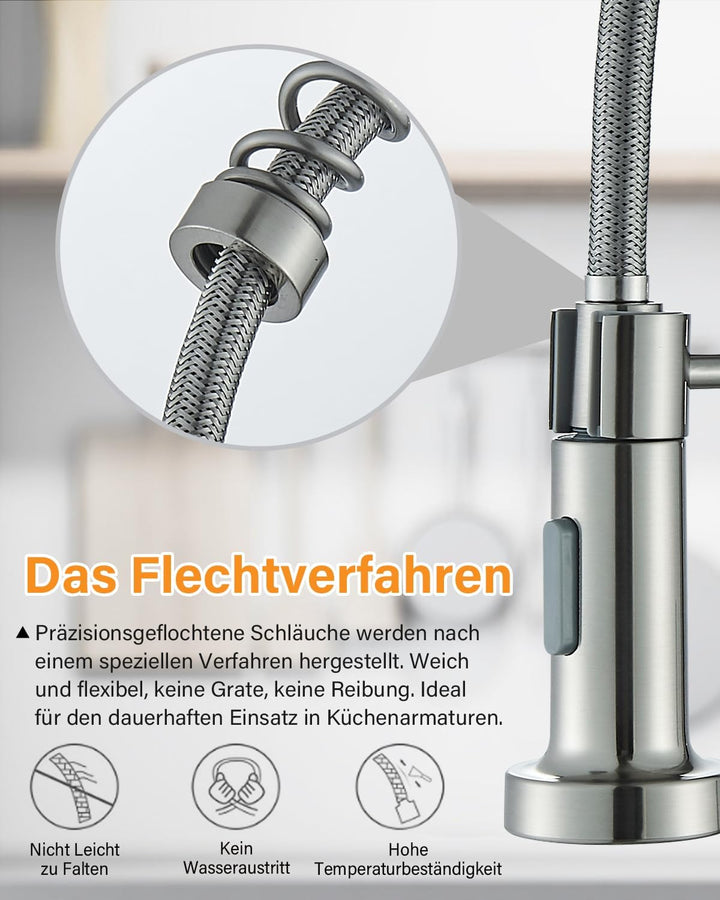 Hbronzeshower Wasserhahn Küche, Hochdruck Küchenarmatur mit Brause ausziehbar Armatur, 360° Schwenkb