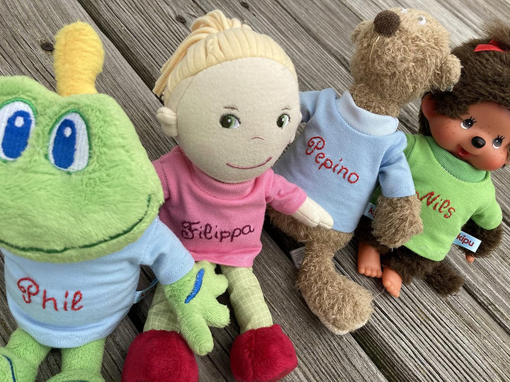 personalisiertes T-Shirt Gr. 20 cm für mini Puppen Teddy Kuscheltier Plüschie Puppenkleidung handmad
