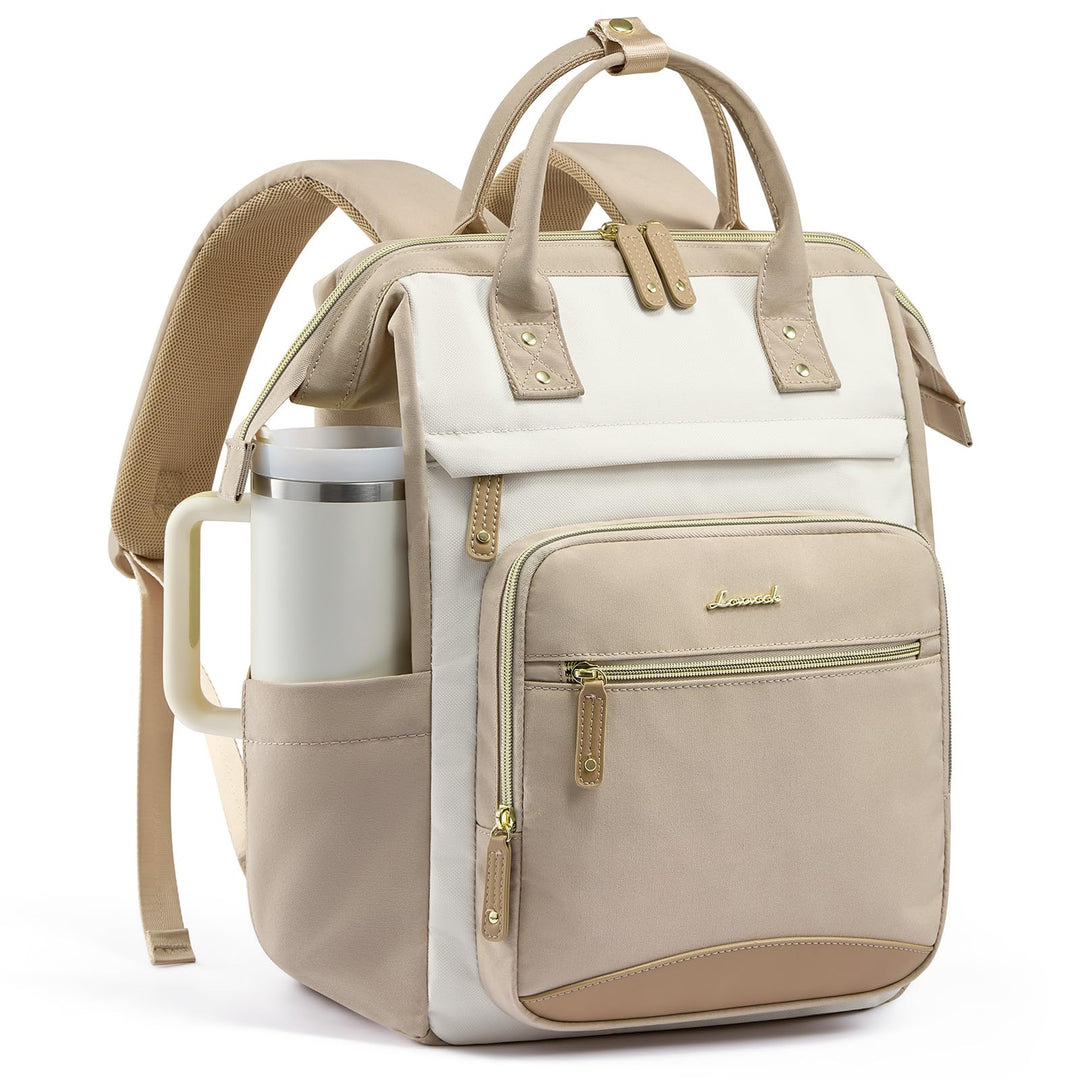 LOVEVOOK Rucksack Damen, 15,6" Laptop Schulrucksack Teenager Backpack Women A-khaki-beige M, A-khaki