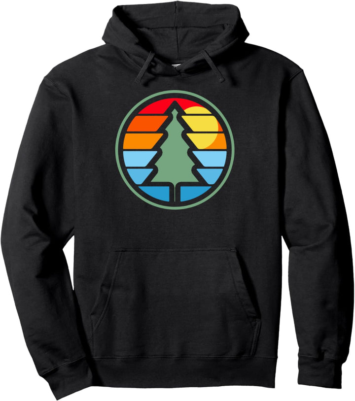 Vintage Eighties Retro Lone Pine Tree Graphic Art Pullover Hoodie