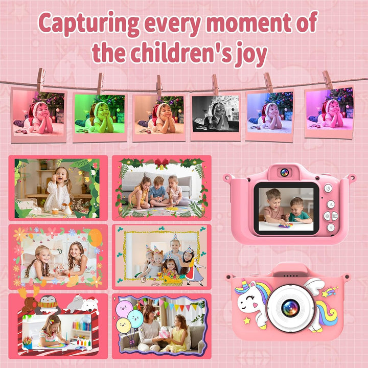 MYSTILUCK Kinderkamera, 1080P HD Digitalkamera für Kinder mit 2,0"-Bildschirm &amp; 32GB-Karte, Fotoappa