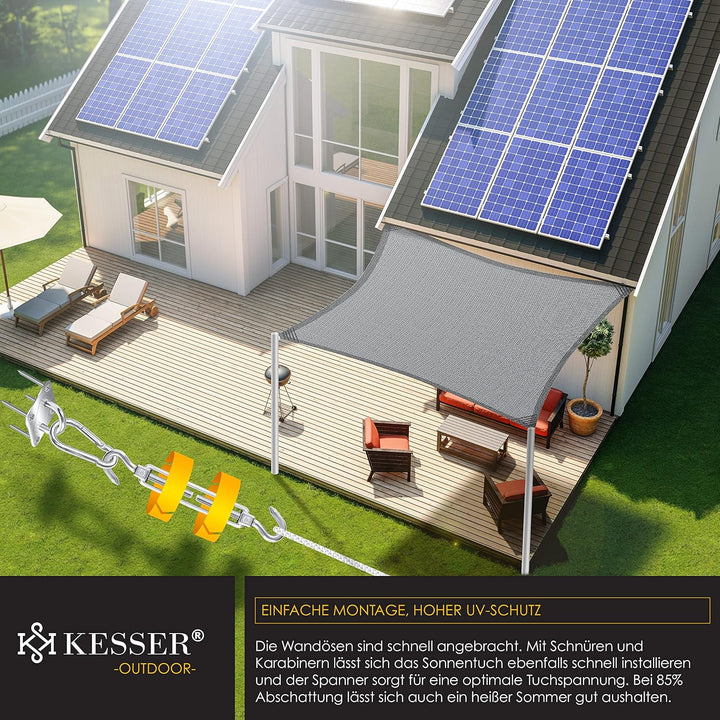 KESSER® Sonnensegel Sonnenschutz Windschutz | HDPE Gewebe | wasserabweisend &amp; windabweisend | Quadra