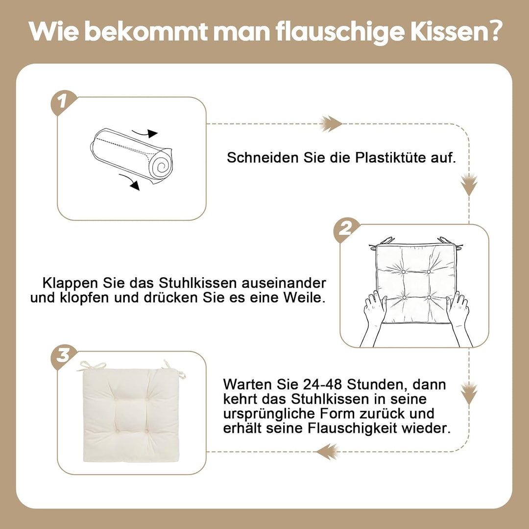 Outdoor Sitzkissen 45x45x8 cm, 2er Set, UV-beständig, Beige Beige 45 x 45 x 8 cm, Beige 45 x 45 x 8