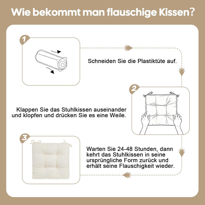 Outdoor Sitzkissen 45x45x8 cm, 2er Set, UV-beständig, Beige Beige 45 x 45 x 8 cm, Beige 45 x 45 x 8