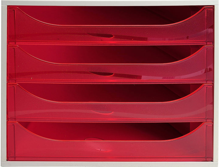 Exacompta 228654D Ablagebox Linicolor mit 4 Schubladen für DIN A4+ Dokumente. Ecobox mit hoher Kapaz