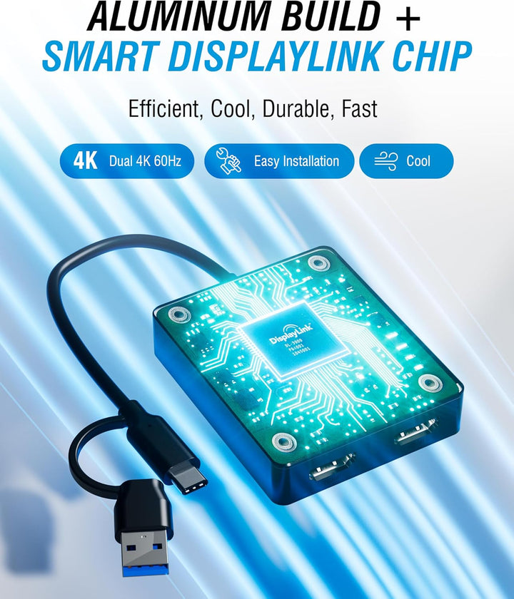 SABRENT USB-C/A zu Dual HDMI Adapter - 4K@60Hz, Erweiterter &amp; Spiegelmodus, kompatibel mit Alt Mode