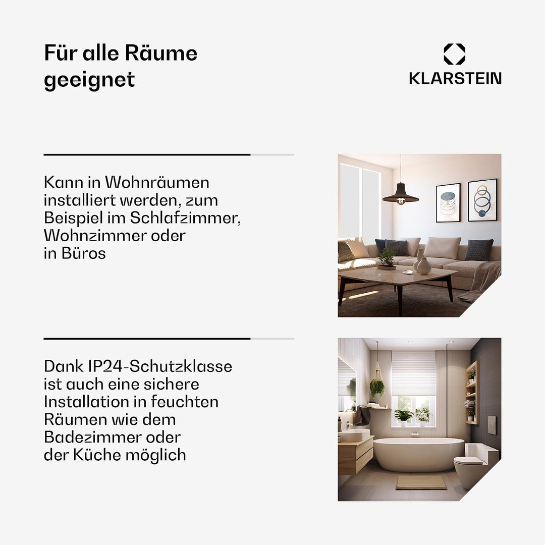 Klarstein Elektroheizung, Konvektor-Heizung mit Bodenrollen, Mobile Elektroheizung Energiesparend, L