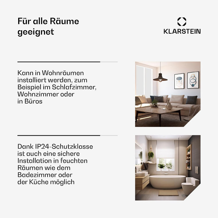 Klarstein Elektroheizung, Konvektor-Heizung mit Bodenrollen, Mobile Elektroheizung Energiesparend, L