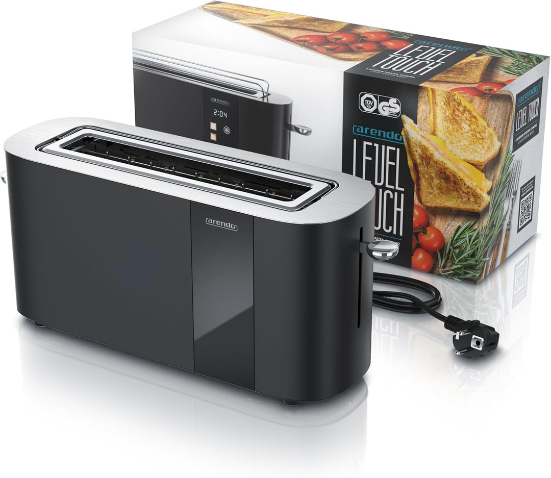 Arendo - Edelstahl Toaster 2 Scheiben Langschlitz - Touchscreen – Doppelwandgehäuse – Integrierter B