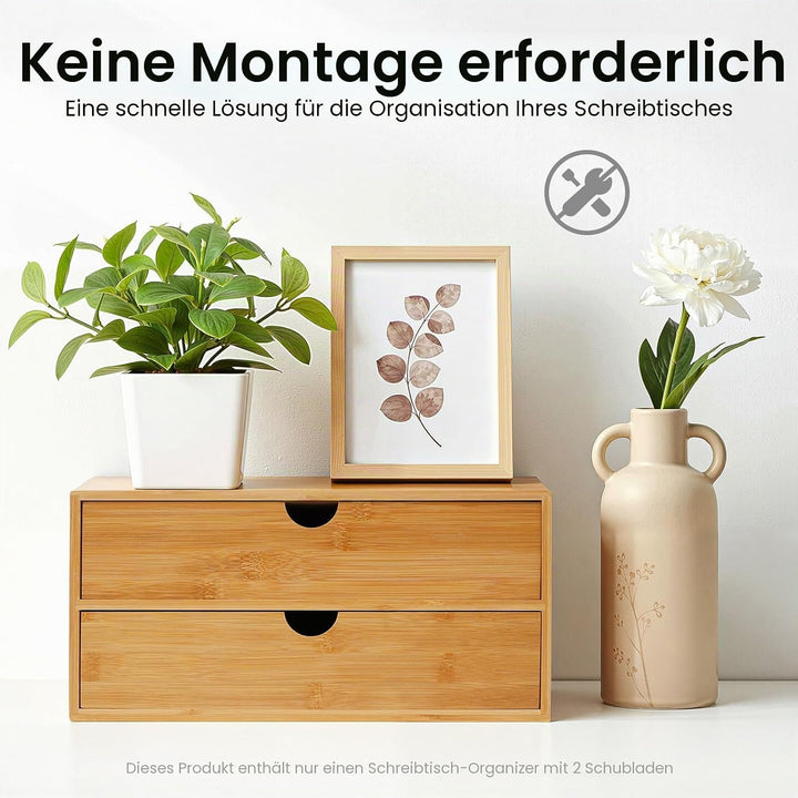 Schubladenbox,Schreibtisch Organizer Schubladen,Mini Kommode 2 Schubladen 33x19x16cm,für Büro Wohnzi