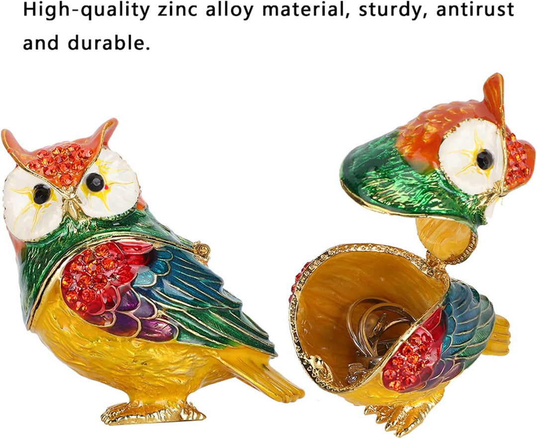 Eulengräbnisschachtel, Scharniere Schmuckschatulle Eulen Figur angelenkte Anzeigehalter Halskette Ju