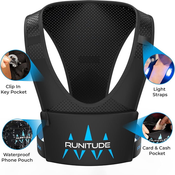 RUNITUDE Laufweste Handytasche Joggen Handyhalterung | Laufen Handy Brusttasche Running Weste V1 | P