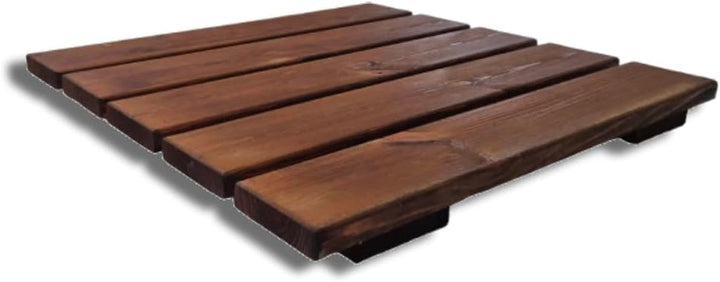 Rutschfeste Duschmatte 50x50 cm aus imprägniertem Kiefernholz, 4 cm stark, braun (50x50 cm), 50x50 c