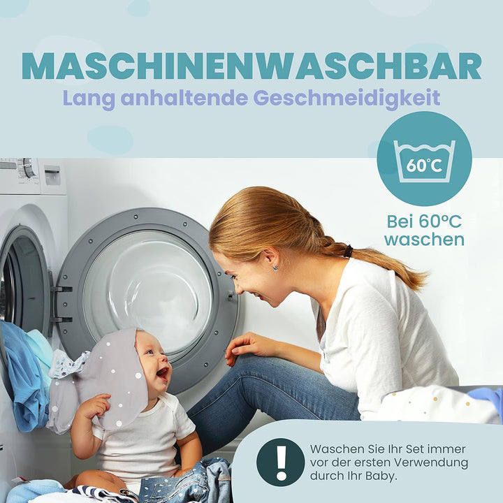 Sweety Fox 2X Spannbettlaken aus 100% Baumwolle mit Gummiband - 1X Matratzenschoner aus 100% wasserd