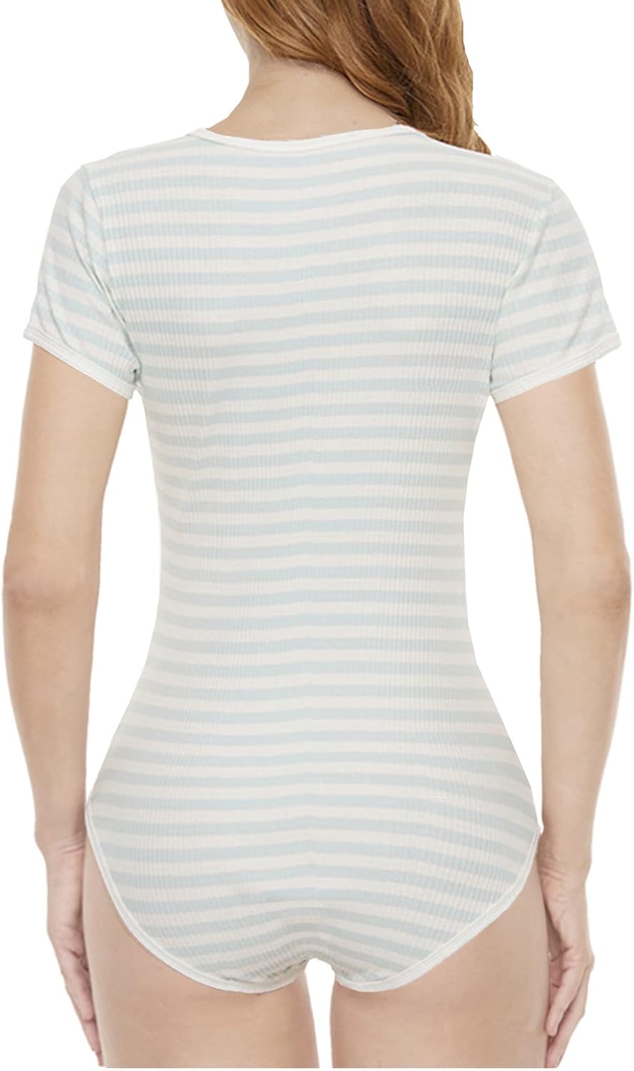 CutiePlusU Baumwolle Knopf im Schritt Bodysuit Onesie Pyjamas Strampler Classics Stripe XS Grün, XS