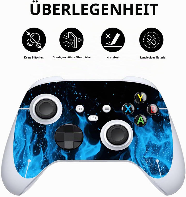 PlayVital Skin für Xbox Series S Konsole &amp; Controller, Vinyl Aufkleber Blaue Flamme., Blaue Flamme.