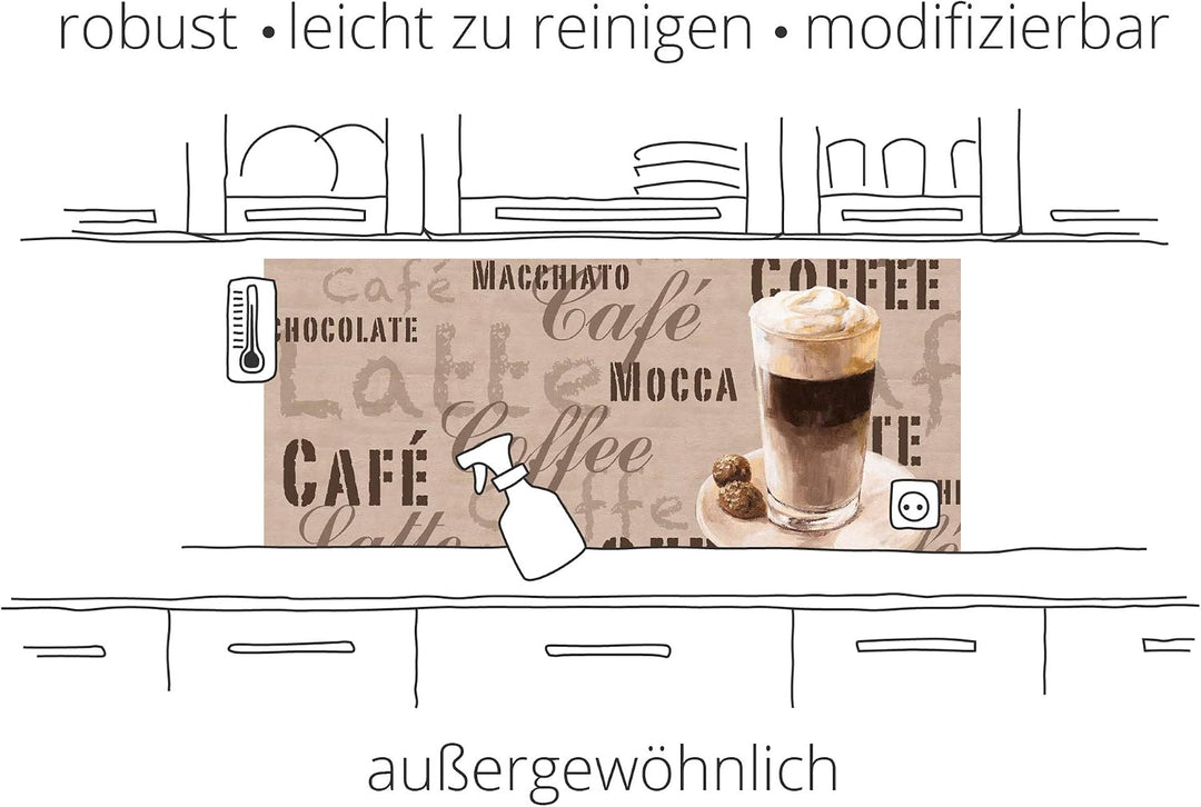 ARTland Spritzschutz Küche aus Alu für Herd Spüle 60x55 cm (BxH) Küchenrückwand mit Motiv Essen Lebe
