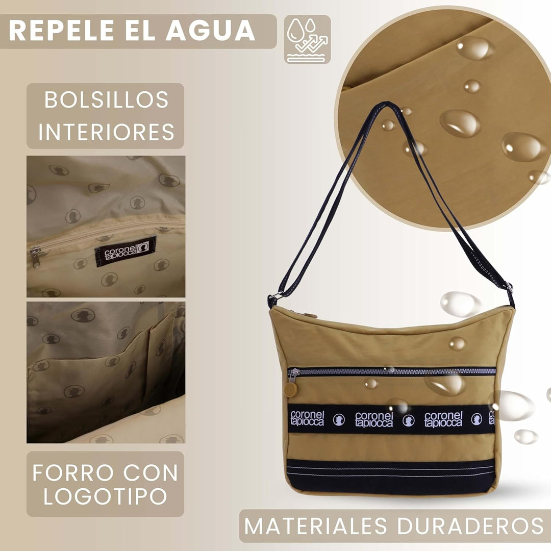 CORONEL TAPIOCCA Damen Umhängetasche Schultertasche Schulterriemen Reissverschluss Handtasche Crossb