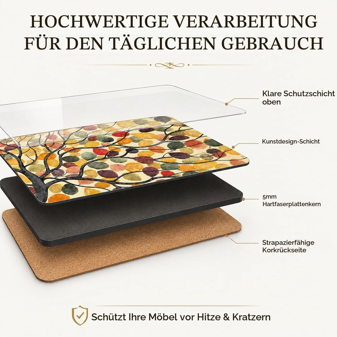 Pimpernel Tischsets, MDF mit Kork-Rückseite, Motiv tanzende Zweige, 16 x 20 Zoll, mehrfarbig, 4er-Se